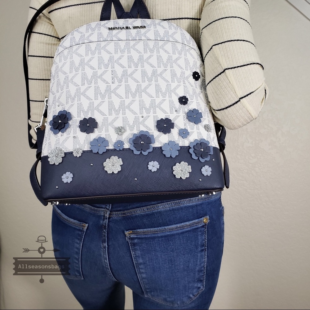 NWT Michael Kors Emmy Floral navy backpack small - Picture 1 of 8